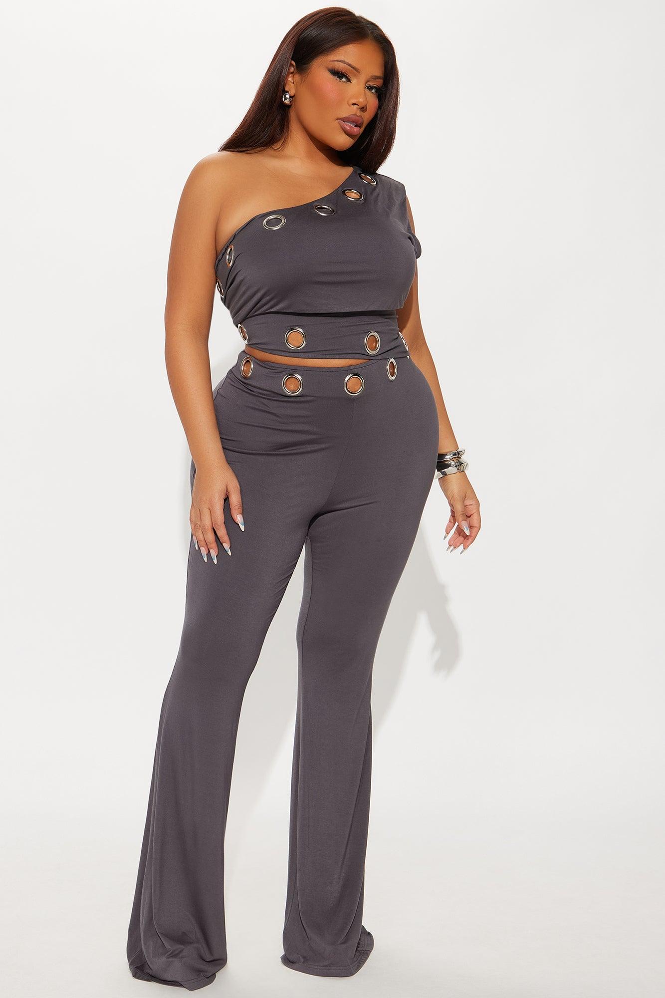 Fill In The Blanks Grommet Jumpsuit - Charcoal Female Product Image
