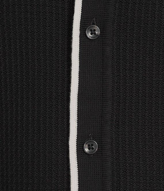 Murano Spread Collar Short Sleeve Sweater Knit Coat Front Shirt Product Image