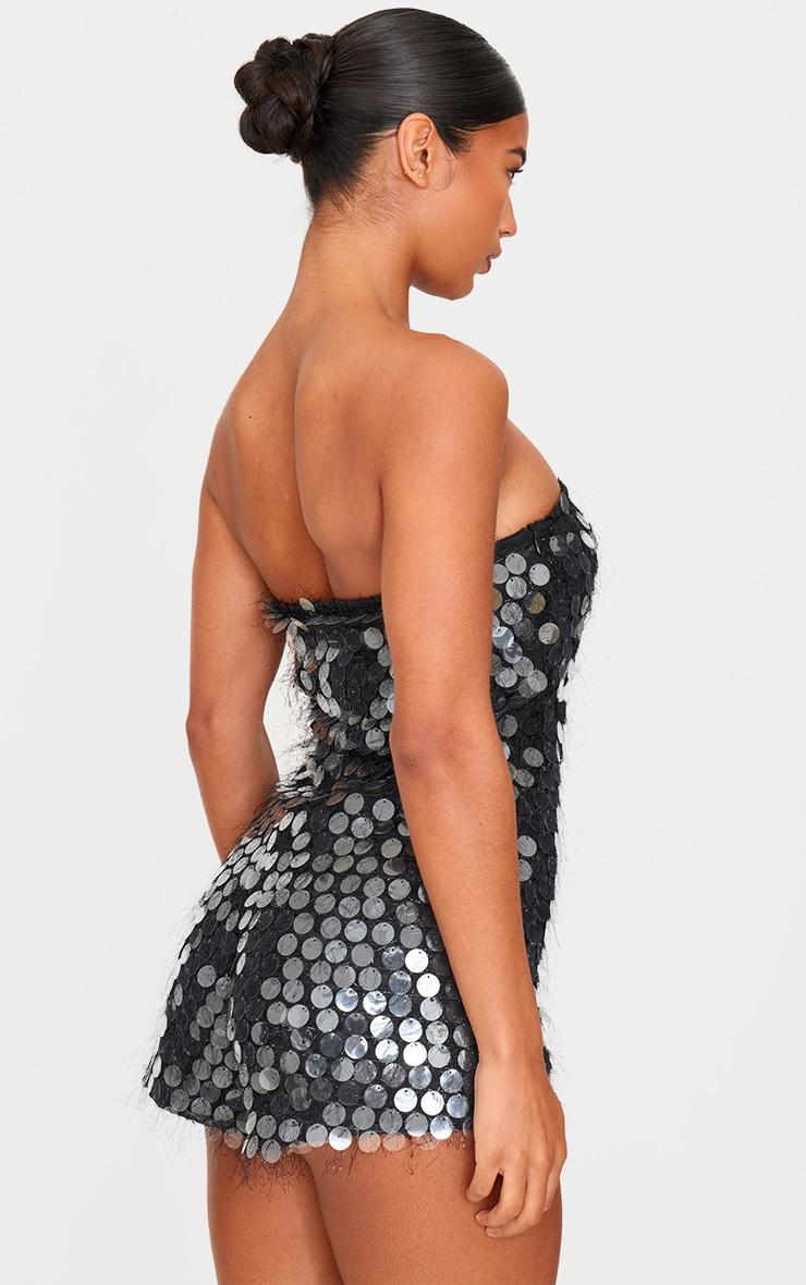 Black Disc Sequin Bandeau Romper Product Image