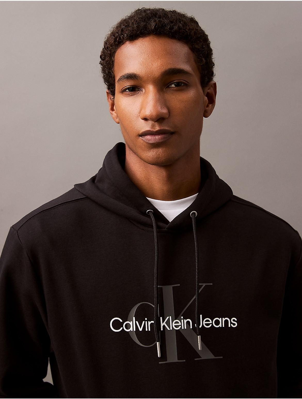 Calvin Klein Mens Monologo Fleece Hoodie - Grey Product Image