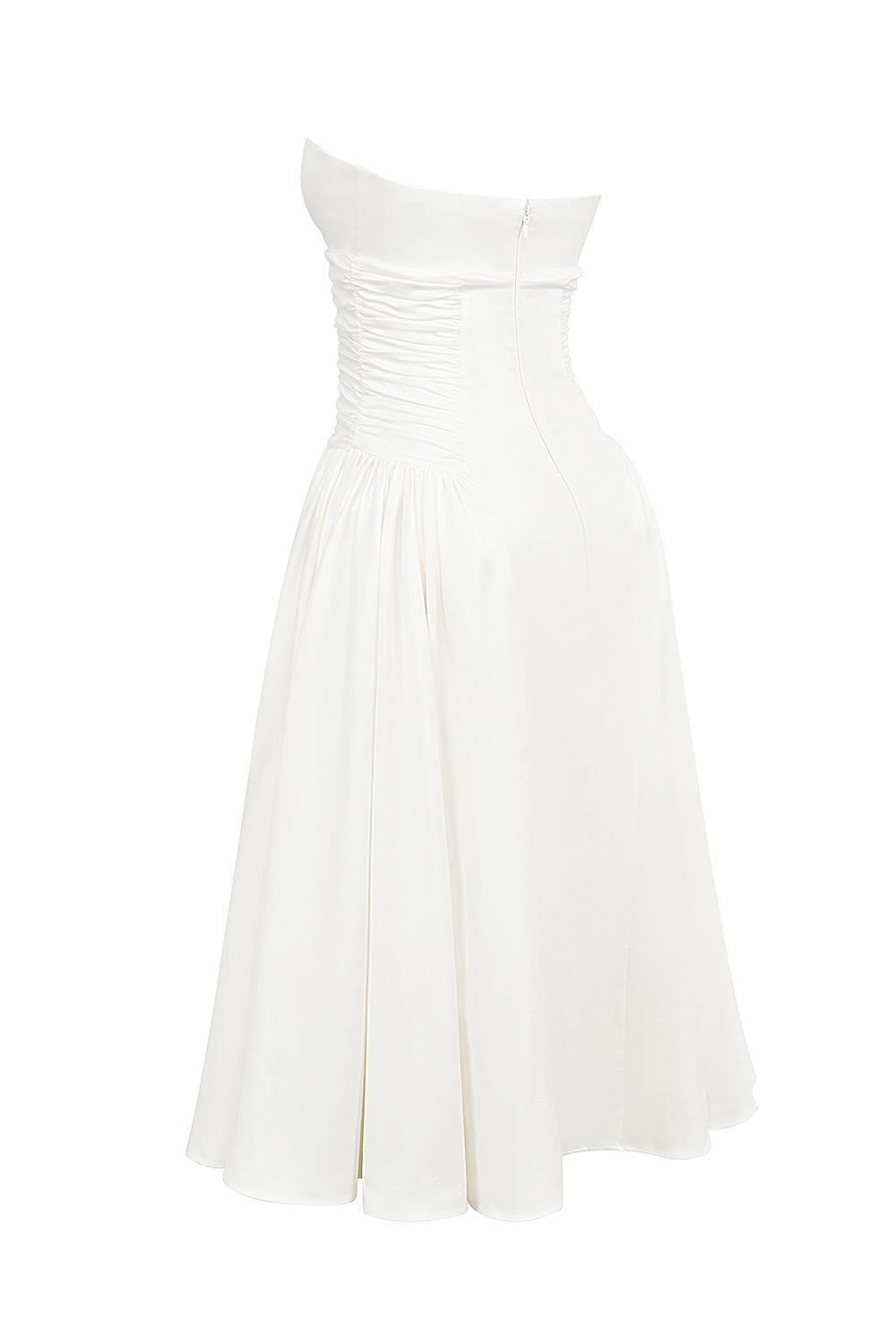 Georgiana  white cotton strapless midi sundress Product Image