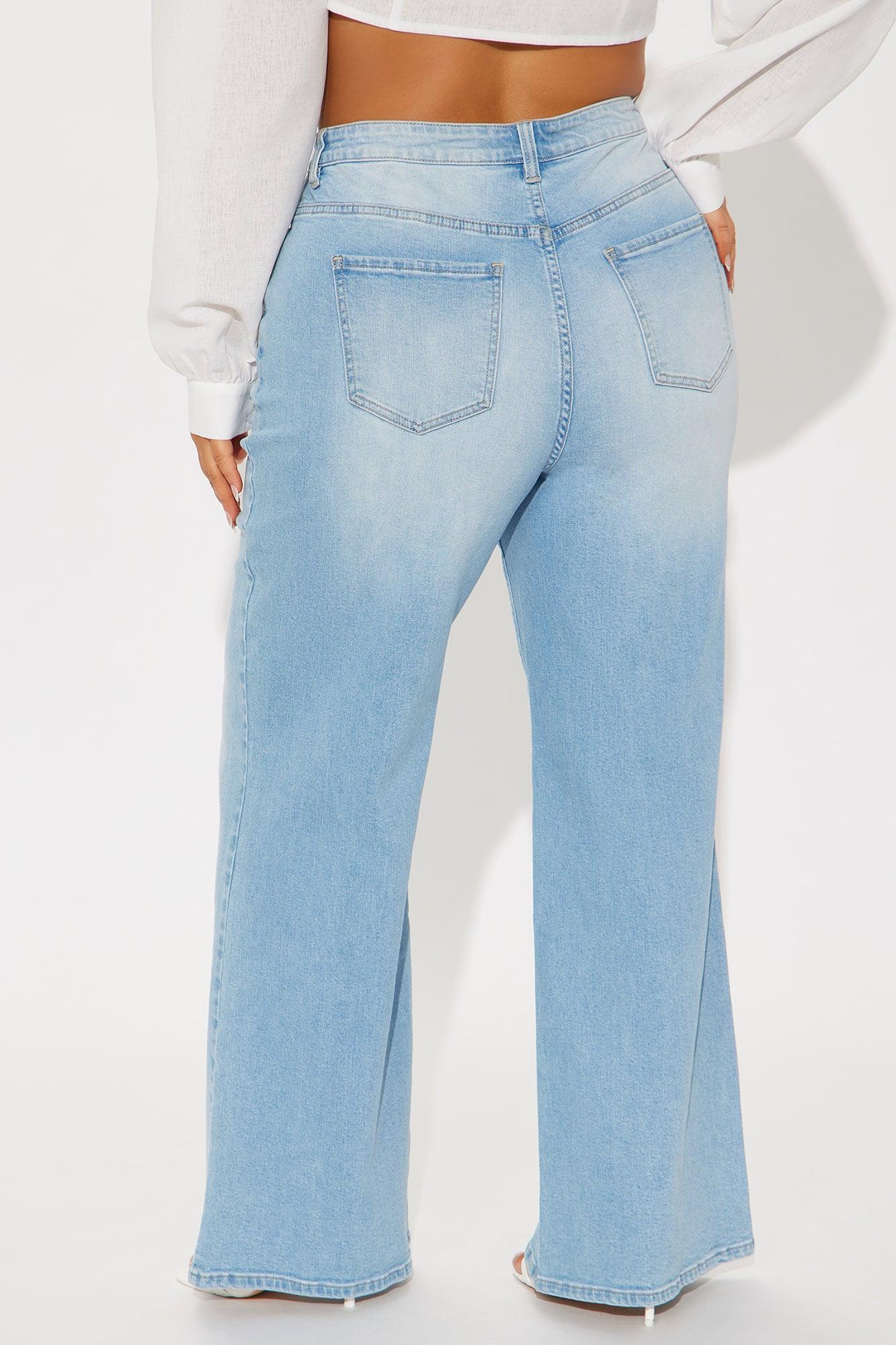 Chasing Thrills Stretch Wide Leg Jeans - Light Wash Female Product Image