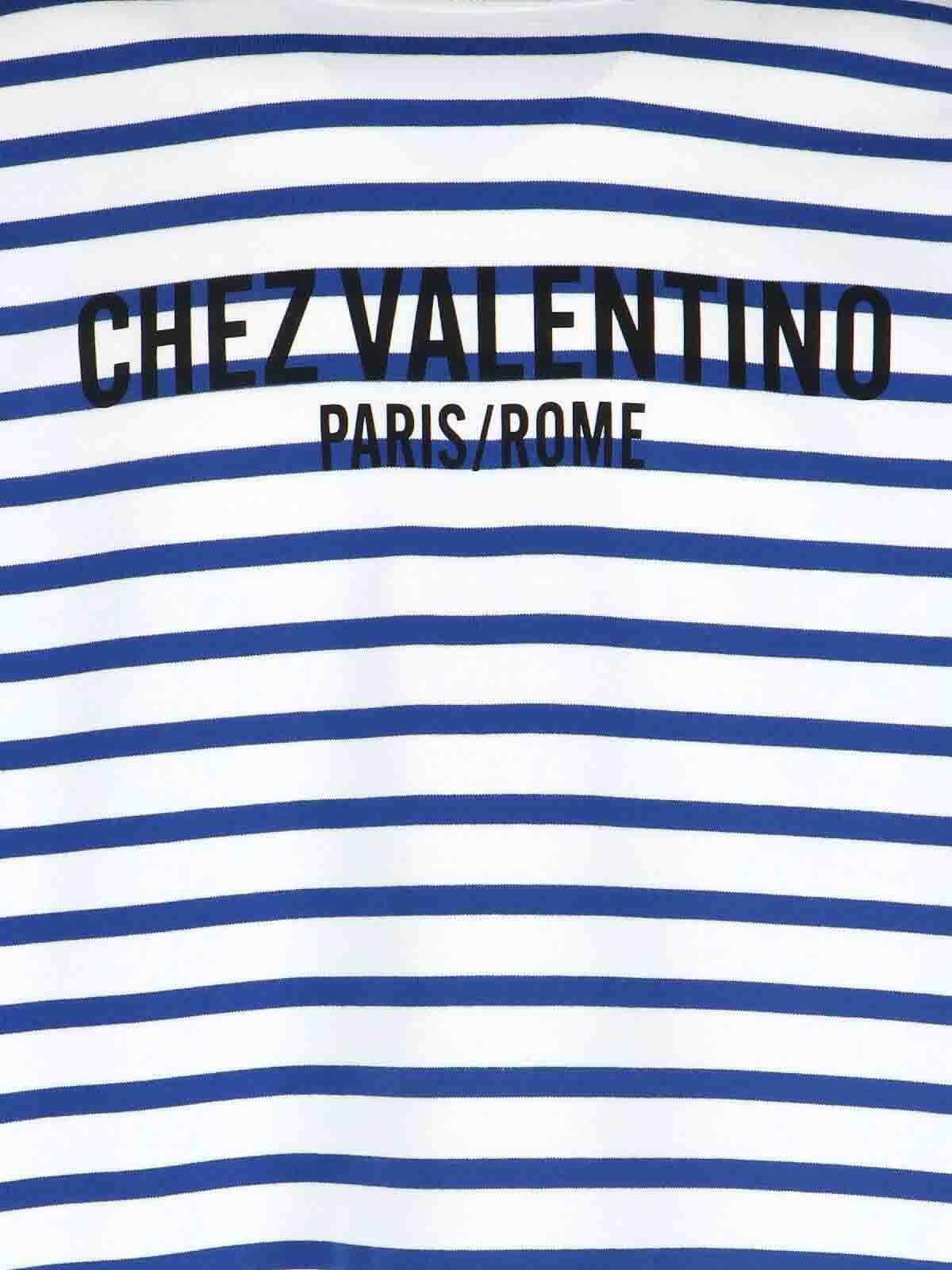 VALENTINO Garavani Men Embroidered Cotton T-shirt In Stripped Product Image