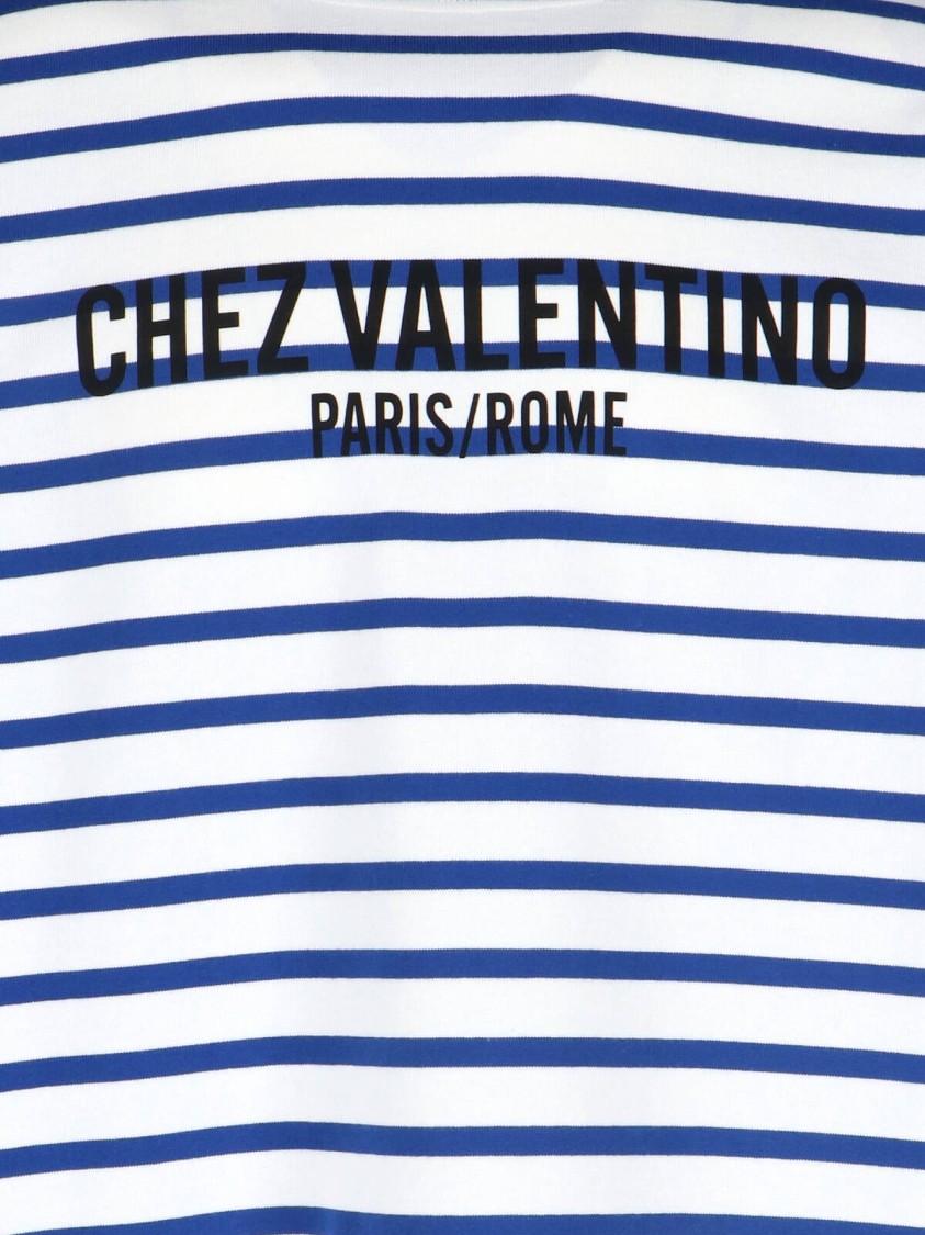VALENTINO Garavani Men Embroidered Cotton T-shirt In Stripped Product Image