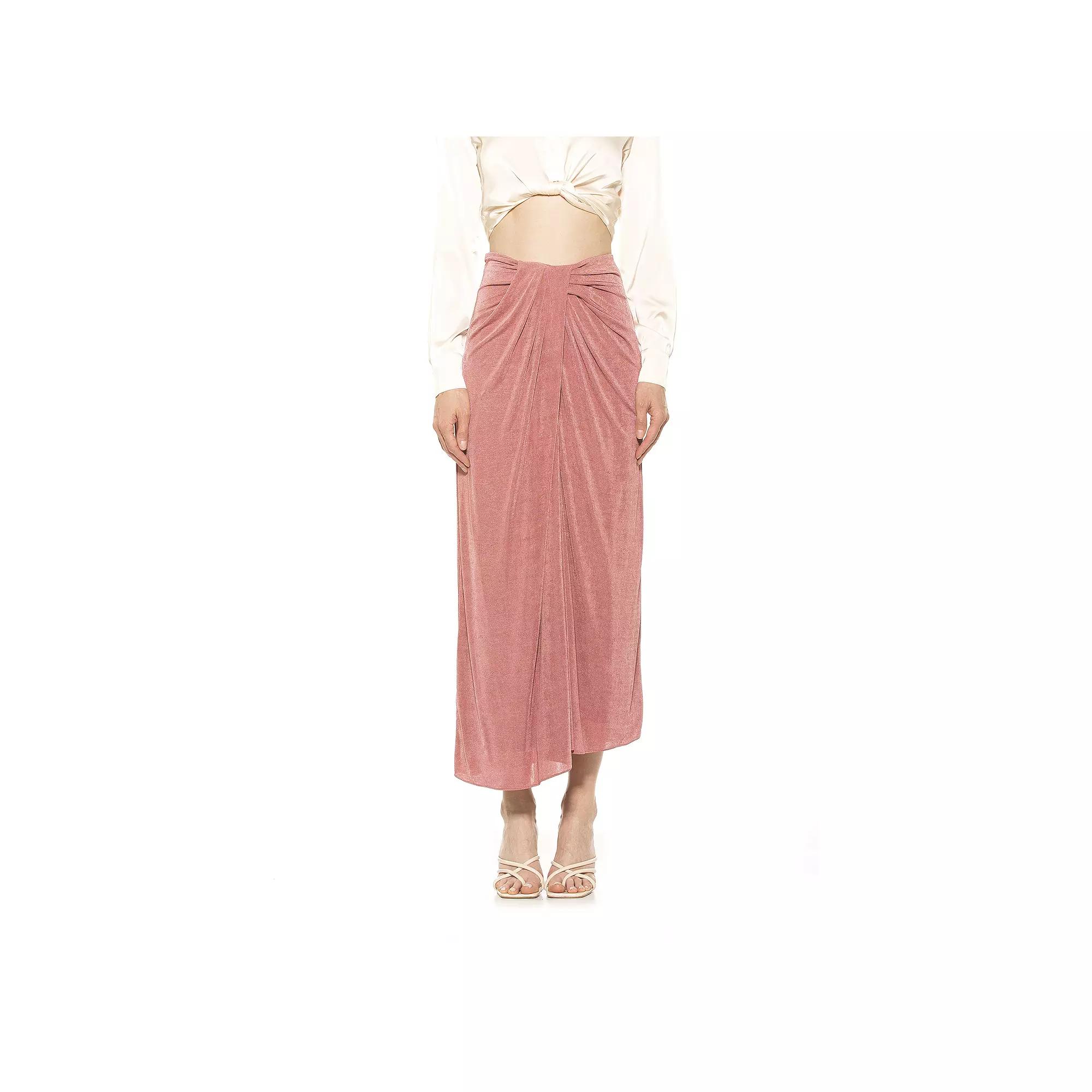 Women's ALEXIA ADMOR Jeanette Front Draped Slinky Midi Skirt, Size: XL, Blush Product Image