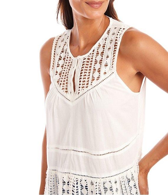 Karen Kane Crew Neck Sleeveless Lace Top Product Image