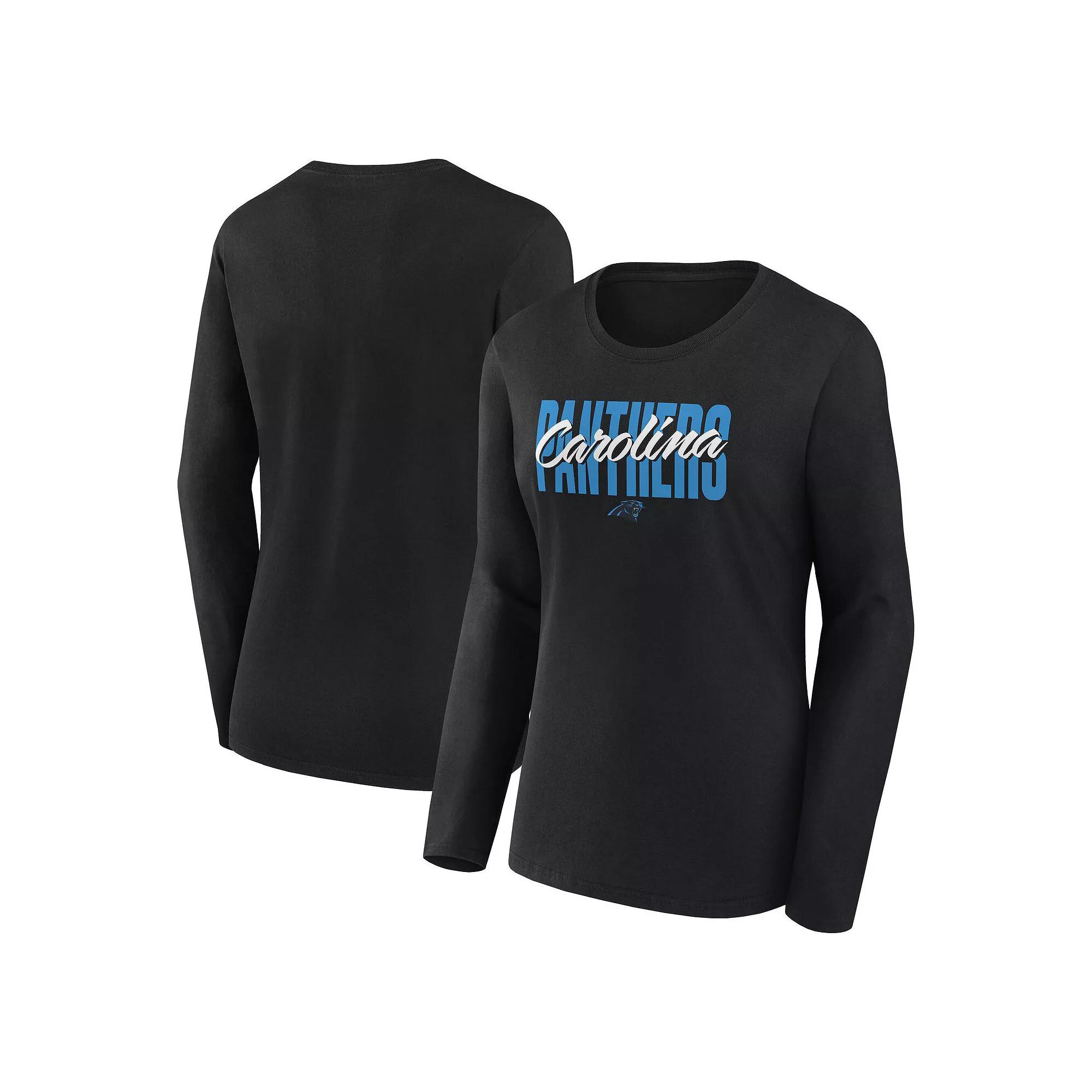 Women's Black Carolina Panthers Grip Long Sleeve T-Shirt, Size: XL Product Image