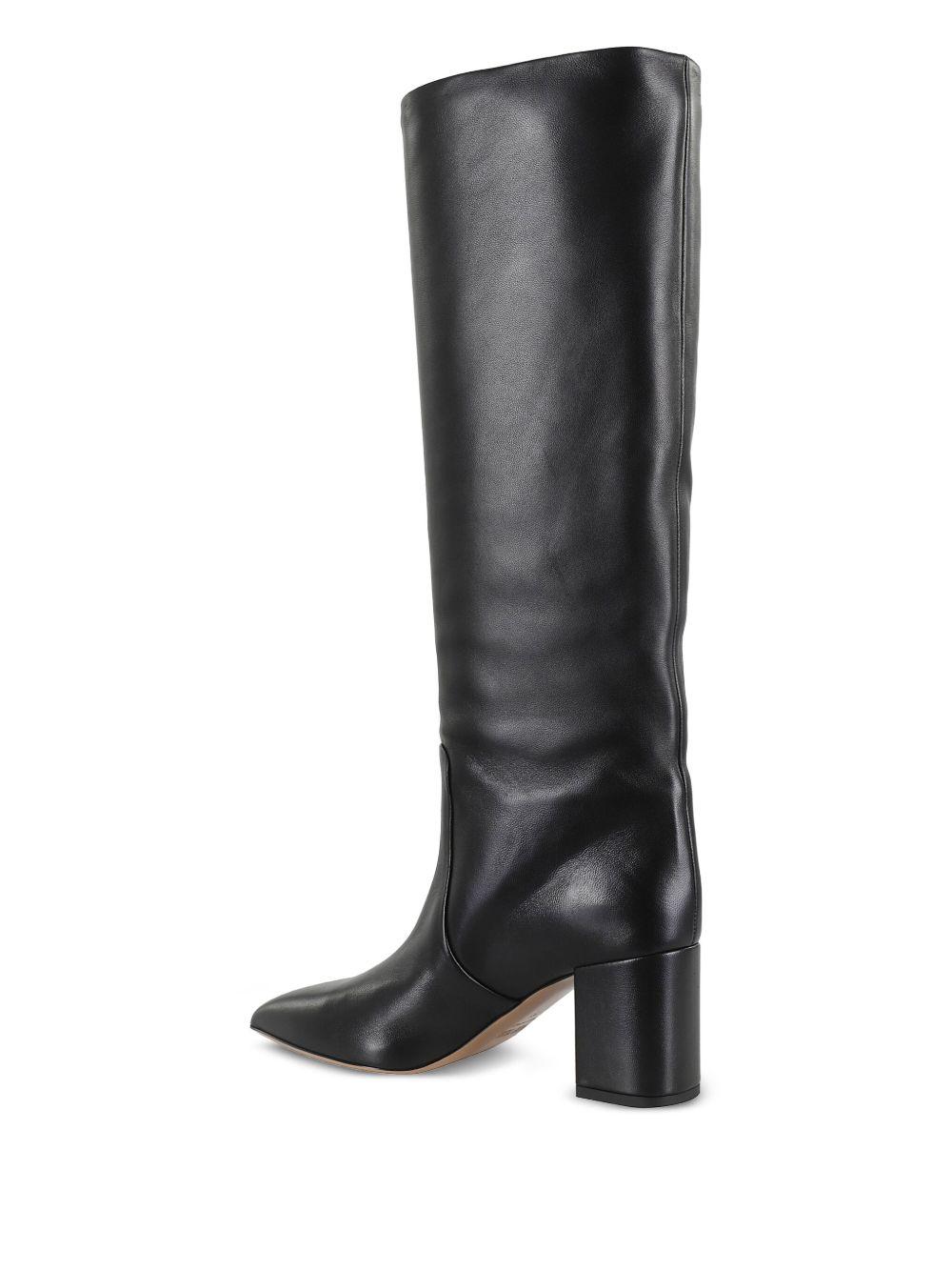 leather pointed-toe block-heel boots Product Image