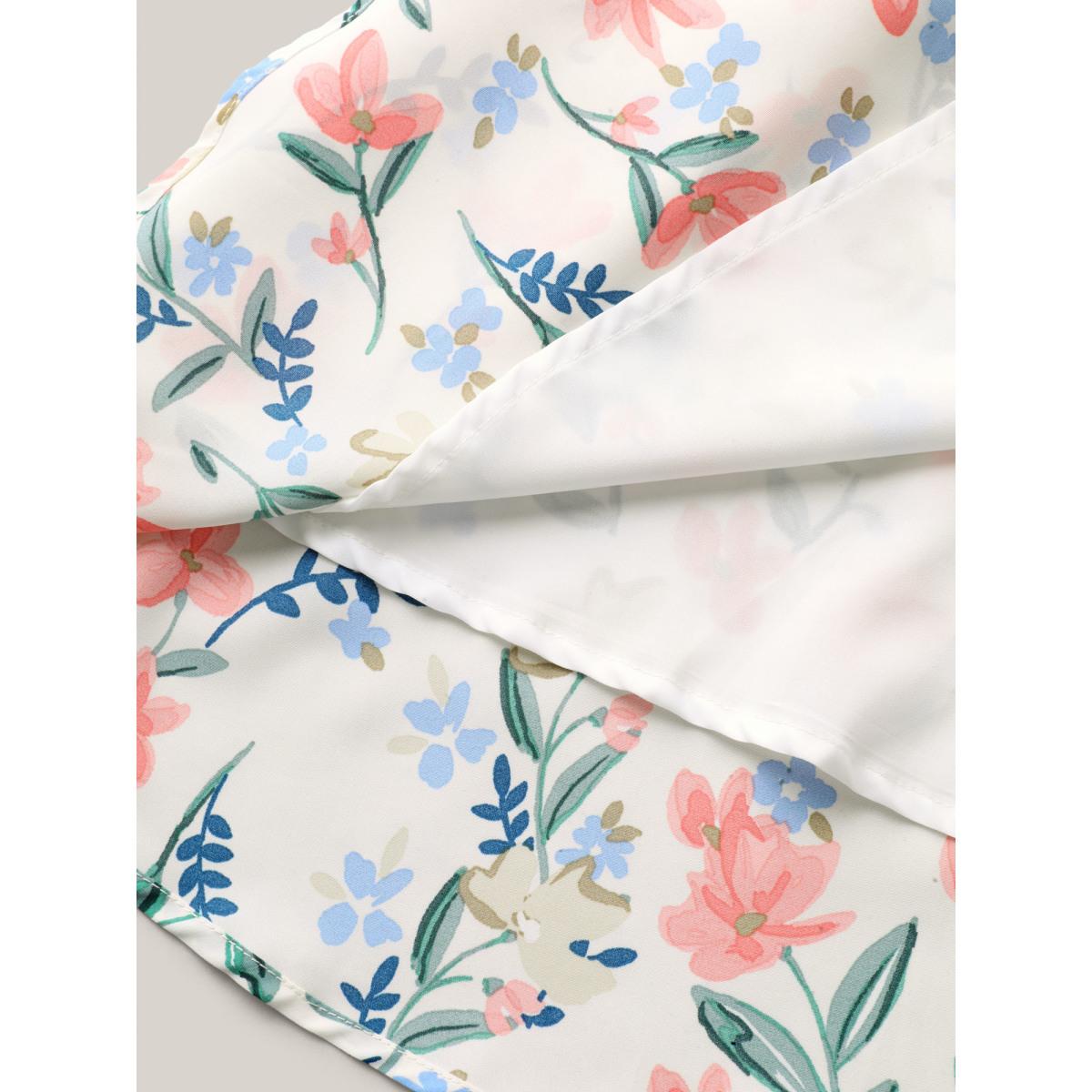 Plus Size Shirred Waist Floral Print Pockets Midi Dress Ivory Women Timeless V-neck Sleeveless Curvy BloomChic 14-16/1X Product Image