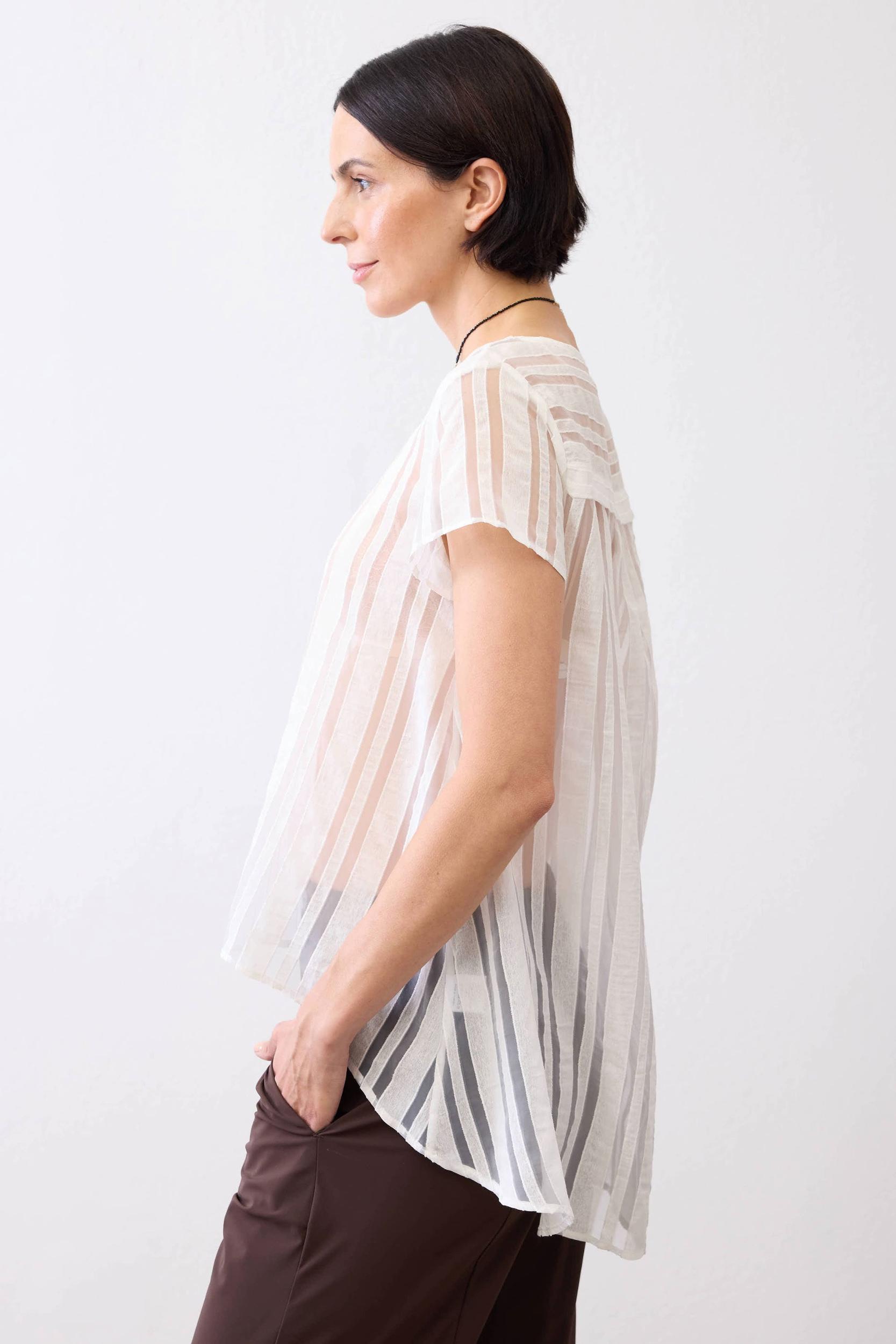 Stripe Sheer Summery High-Low Top Product Image