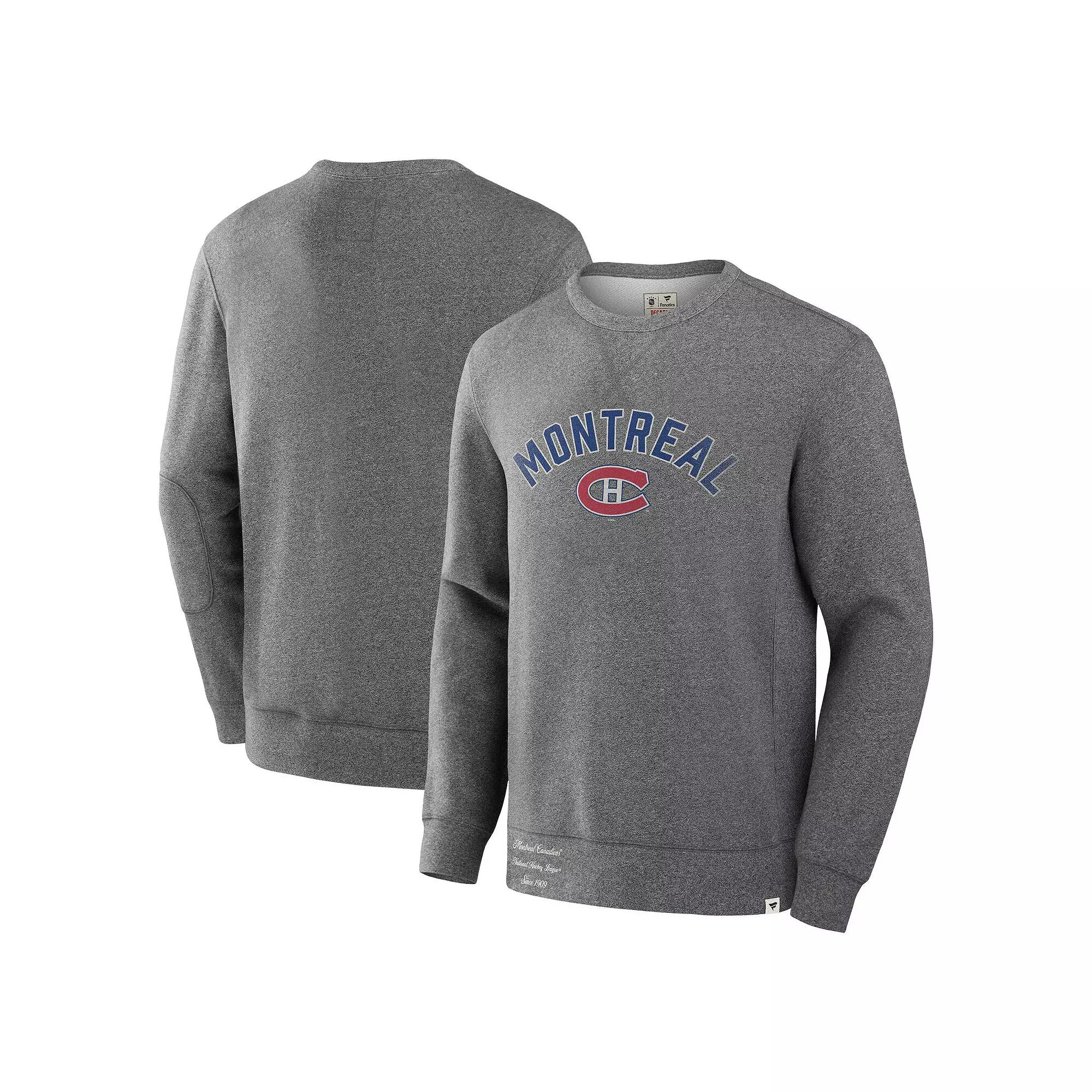 Men's Fanatics Heather Gray Detroit Red Wings Decades Collection Legendary Fleece Pullover Sweatshirt,  Product Image