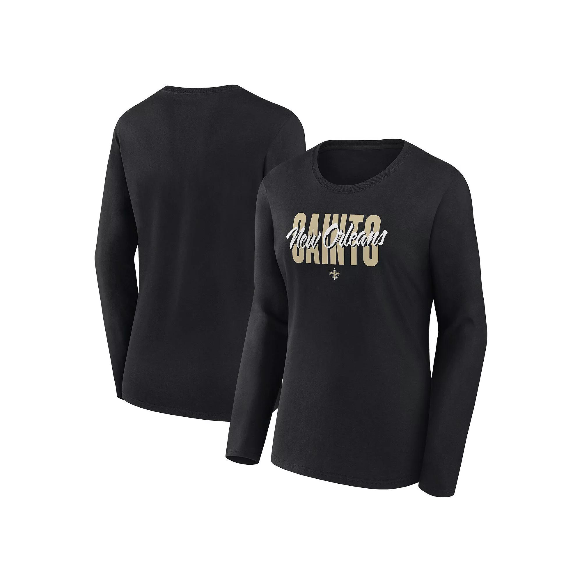Women's Black New Orleans Saints Grip Long Sleeve T-Shirt,  Product Image