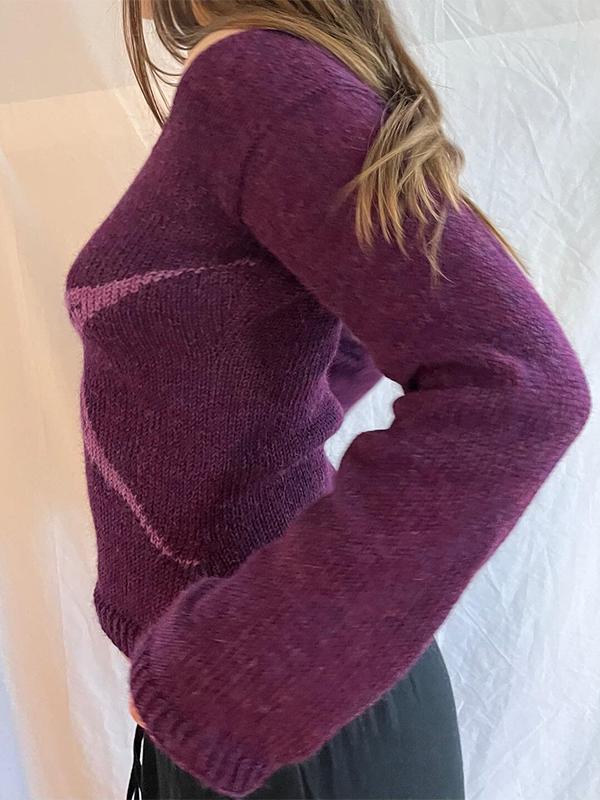 Jacquard Crew Neck Long Sleeve Knits Product Image