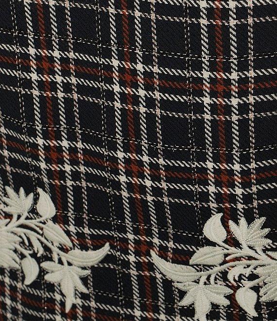 Fanm Mon Tweed Floral Embroidered High Waist Back Slit Opening Pencil Midi Coordinating Skirt Product Image