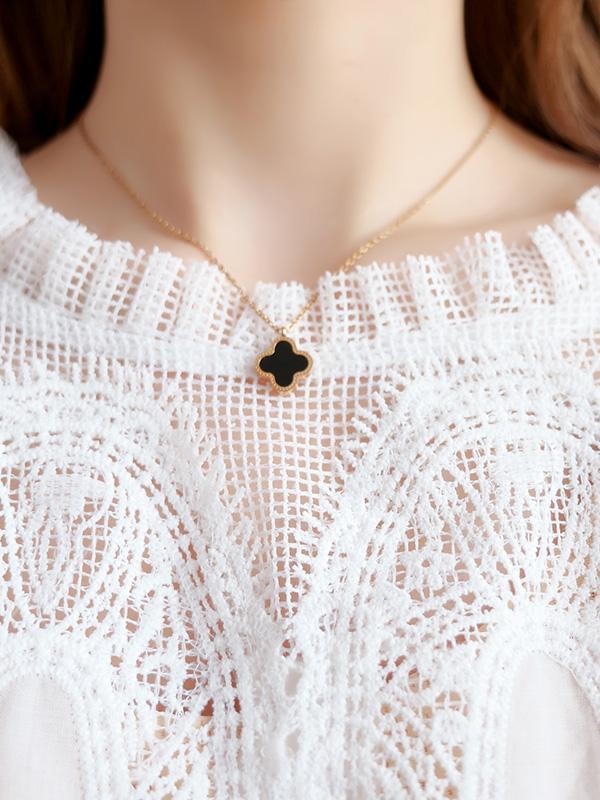 Original Solid Lace Split-Side Short Sleeve A-Line Mini Dress Product Image