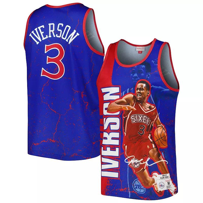 Men's Mitchell & Ness Allen Iverson Royal Philadelphia 76ers 1996-97 Hardwood Classics Player Burst Tank Top, Size: XL, 76r Blue Product Image