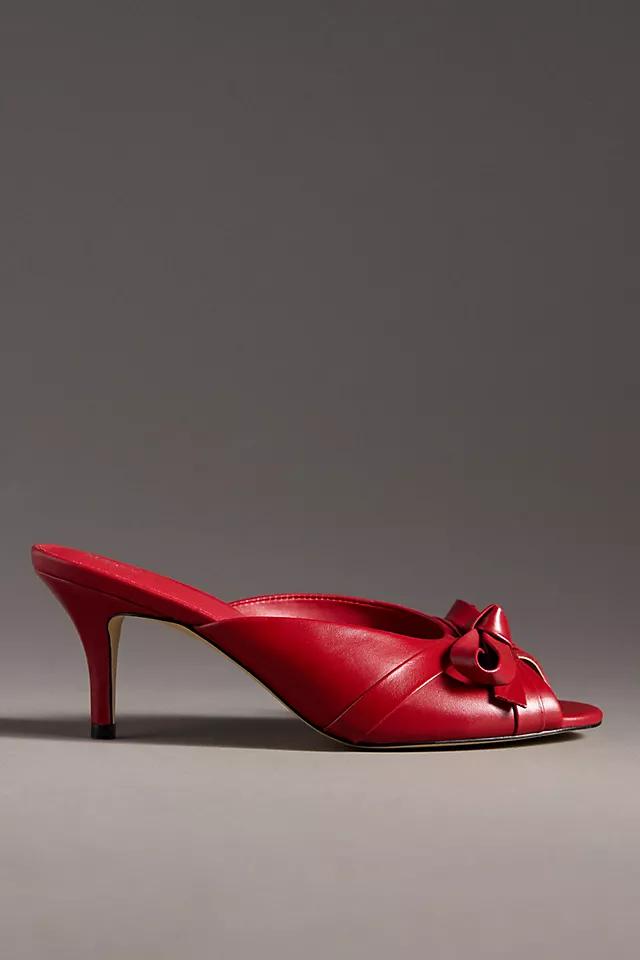 Maeve Bow Peep-Toe Kitten-Heel Mules Product Image
