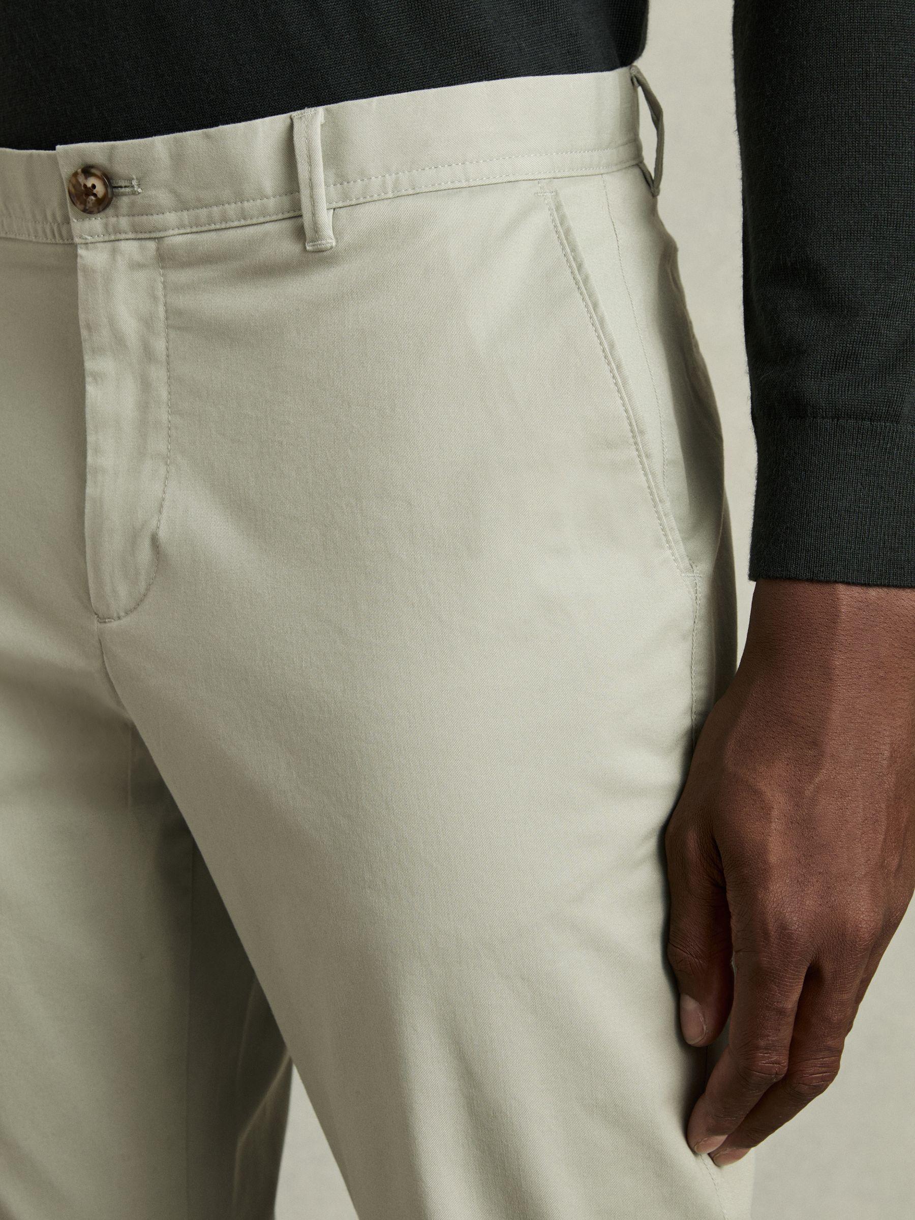 Slim Fit Washed Cotton Blend Chinos in Sage Product Image