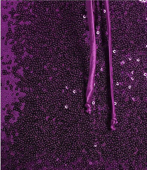 Honey and Rosie Sequin V-Neck Cutout Lace Up Tie Back Dress Product Image