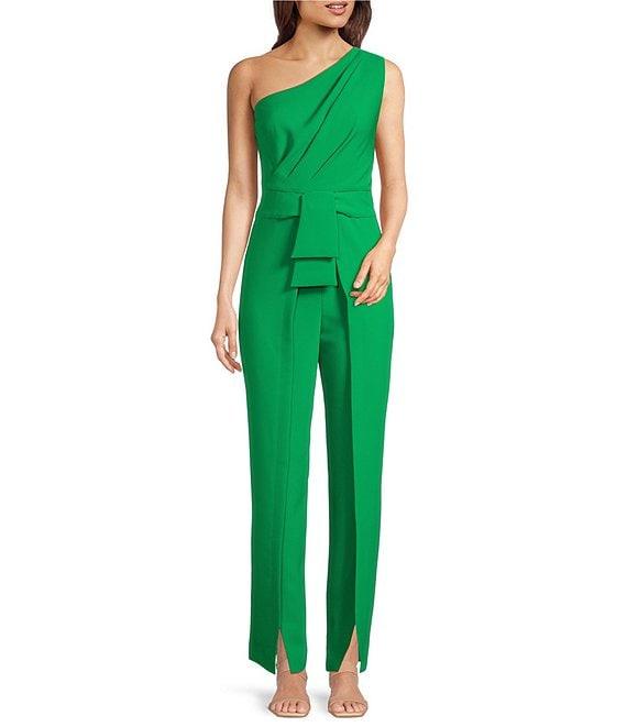 Alex Marie Petite Size Aliza One Shoulder Wide Leg Crepe Jumpsuit Product Image