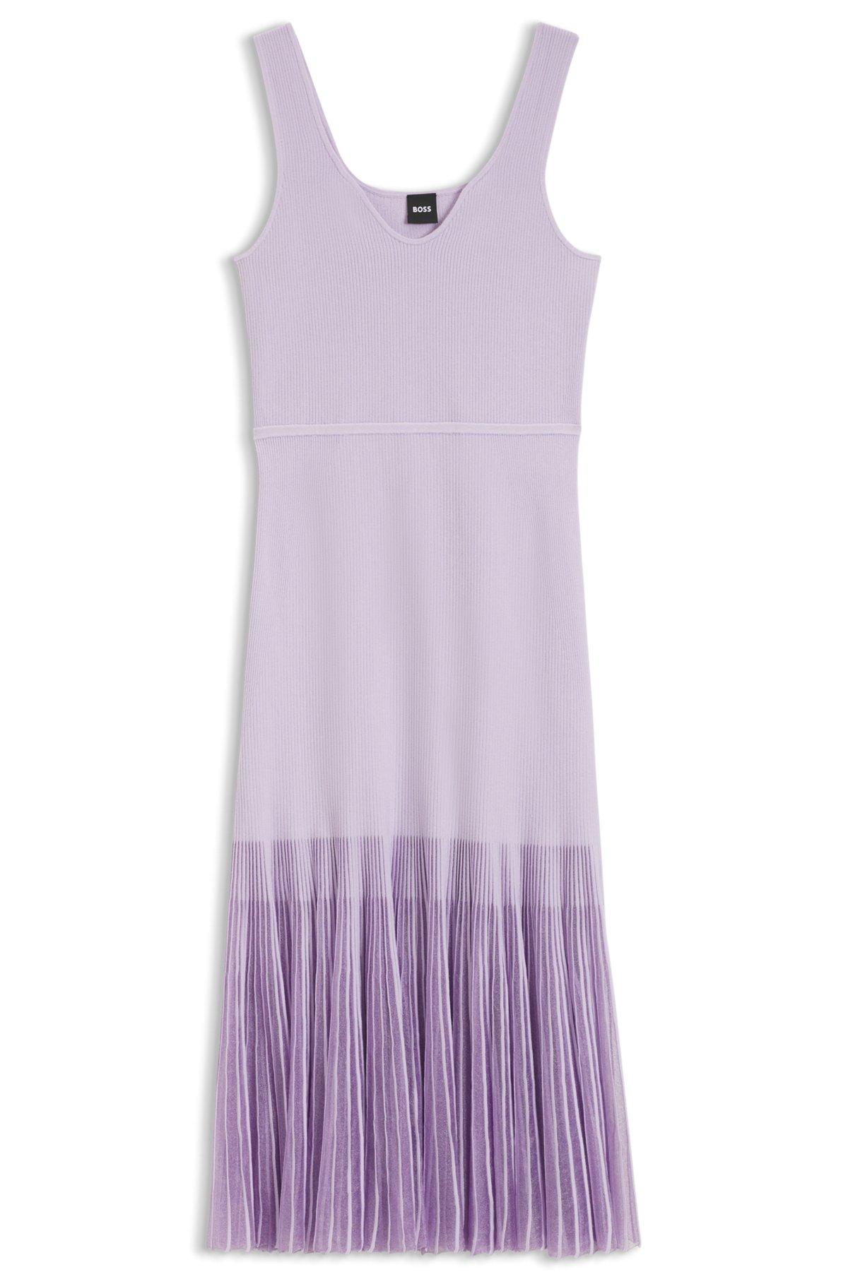 Rib-knit dress with sheer pleating Product Image