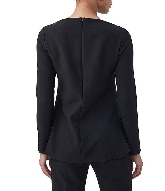 Trina Turk Legend Drape Suiting Boat Neck Long Sleeve Top Product Image