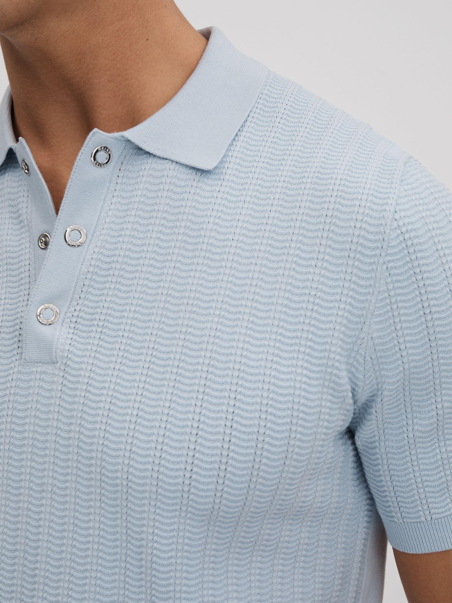Textured Modal Blend Polo Shirt in Soft Blue Product Image