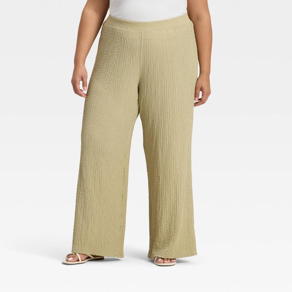 Women's Mid-Rise Regular Fit Textured Pull-On Pants - A New Day™ Product Image