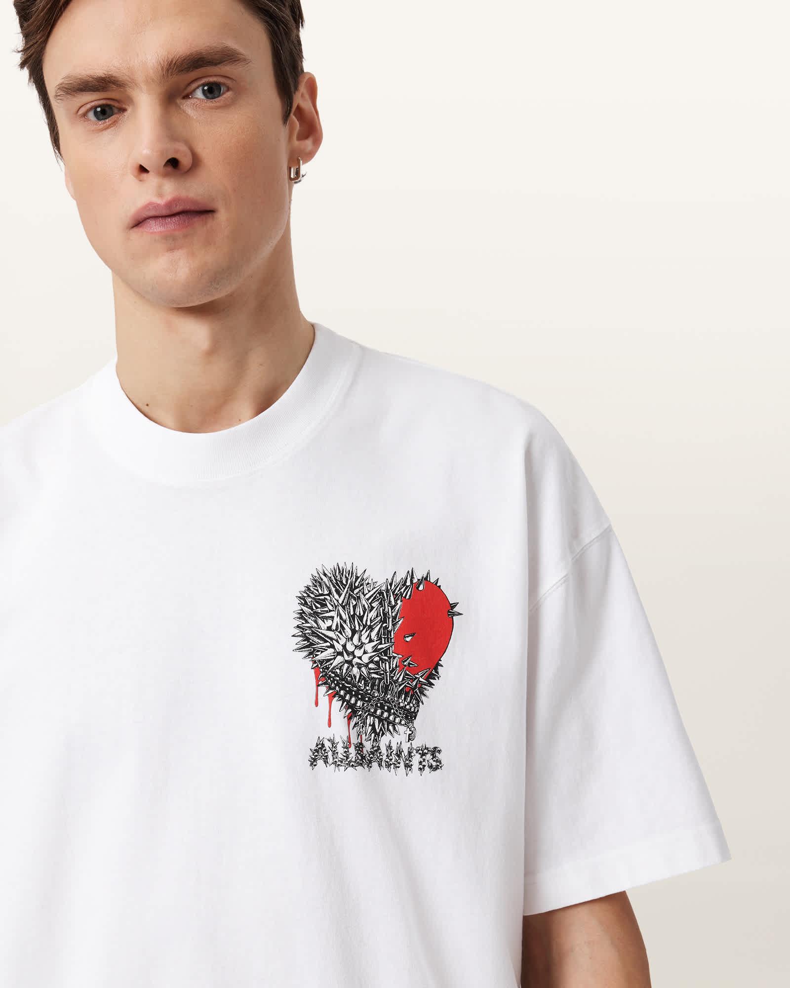 Chaste Oversized Graphic T-Shirt Optic White | ALLSAINTS US Product Image