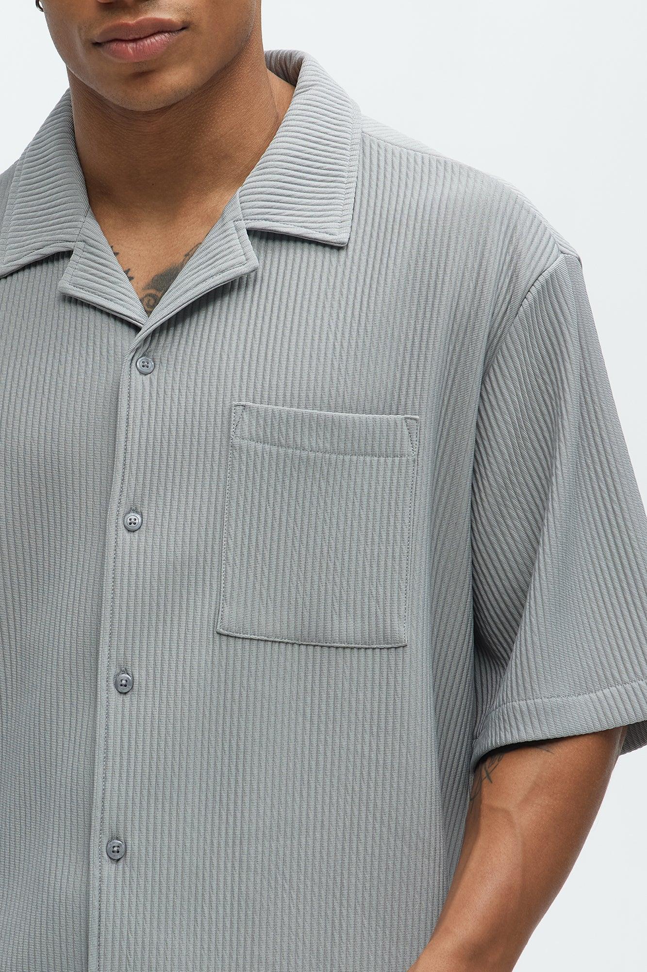 Show Up Short Sleeve Cuban Shirt - Grey Product Image