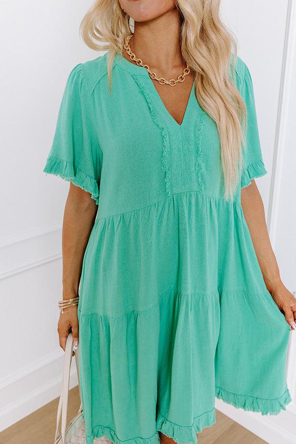 Simple Life Linen-Blend Mini Dress in Sea Glass Product Image