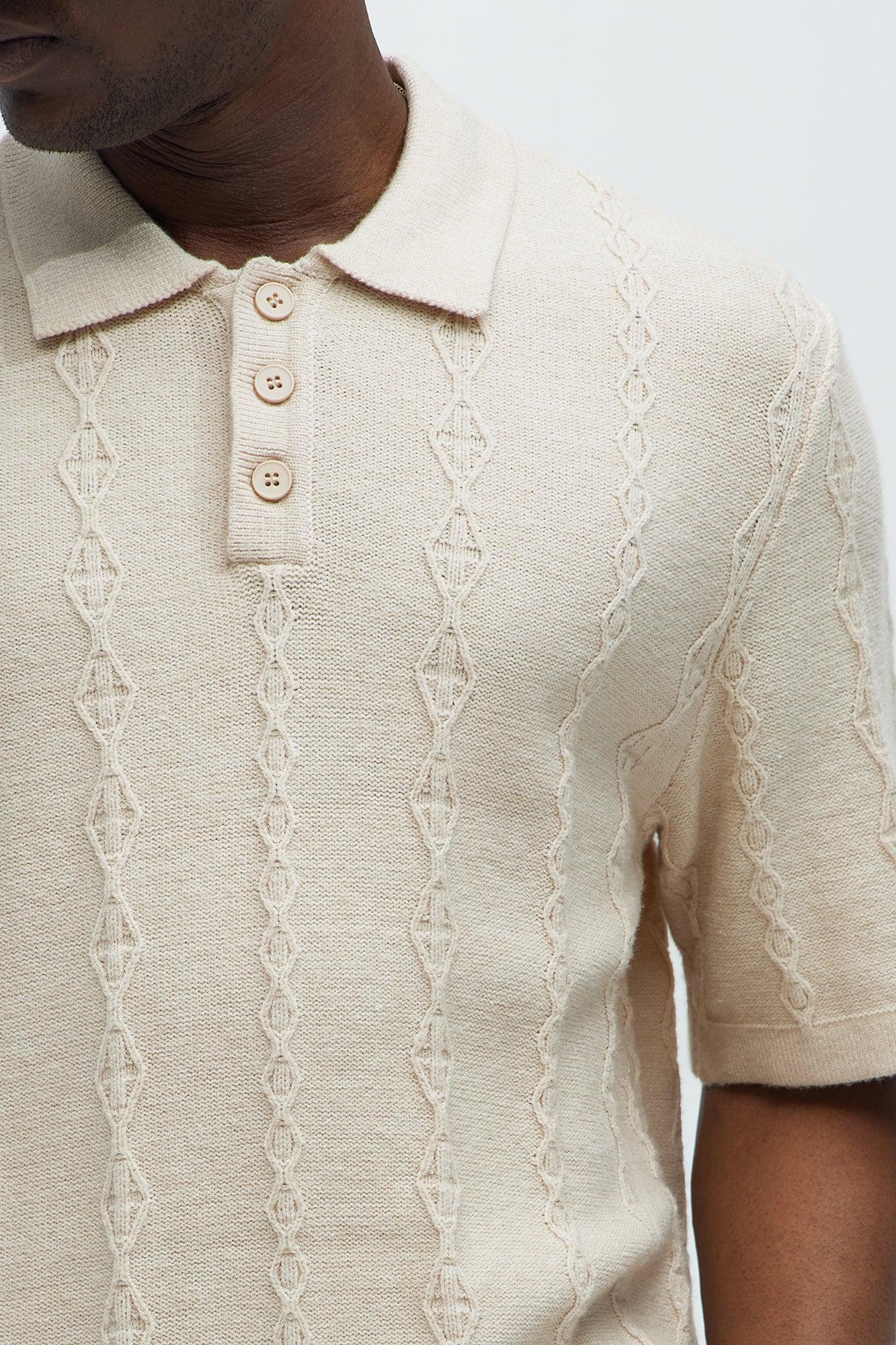 Diamond Knit Sweater Polo - Sand Product Image