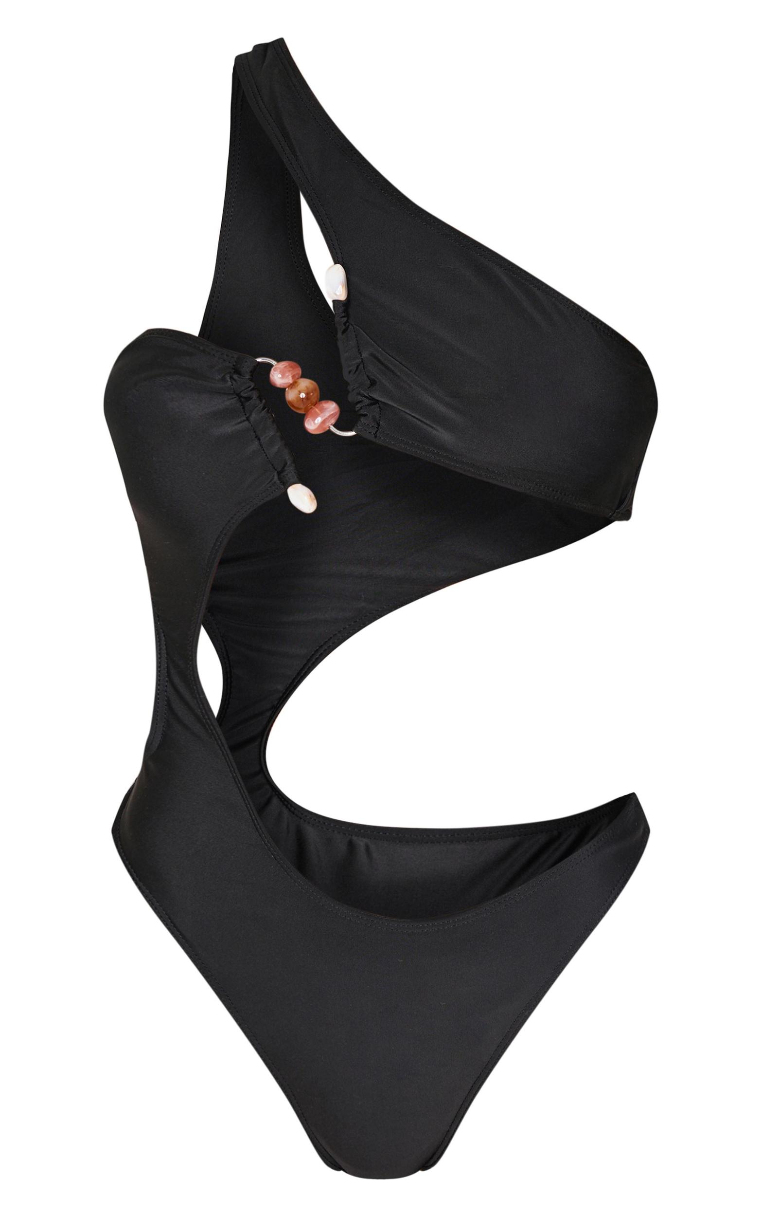 Black Stone Trim Cut Out Swimsuit Product Image