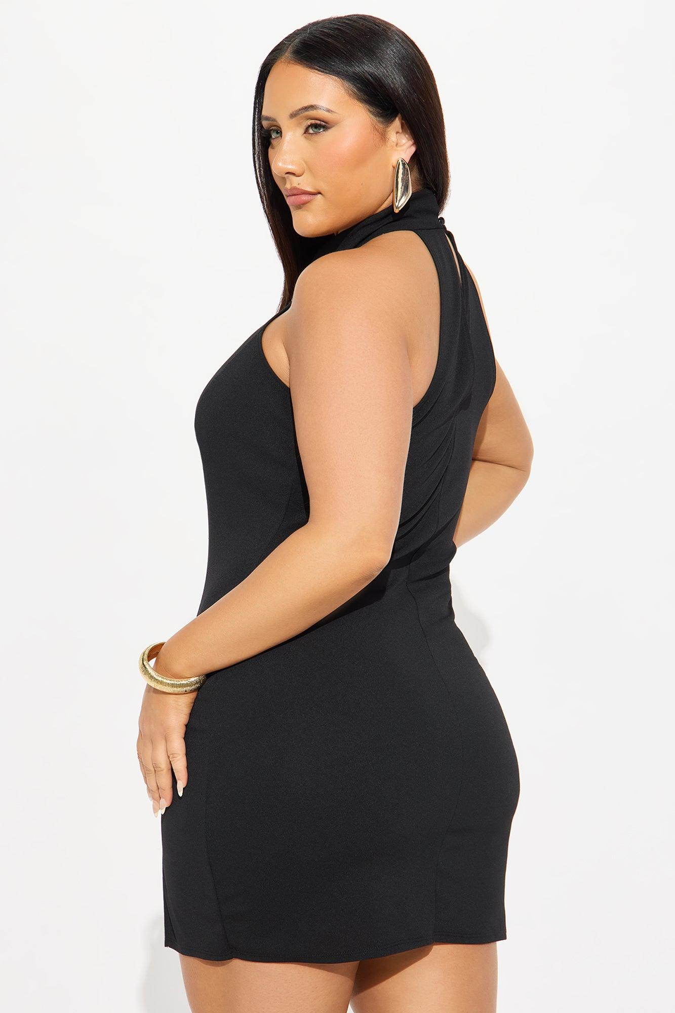 Hannah Mock Neck Mini Dress - Black Female Product Image