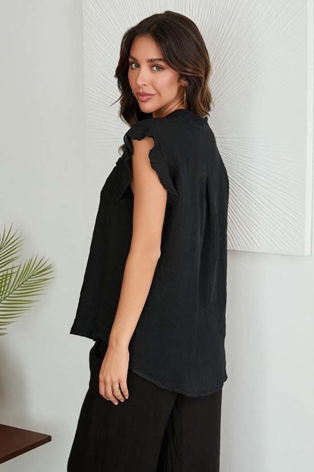 Chest Pocket Linen Top Product Image