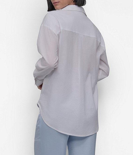DKNY by Donna Karan Cotton Voile Long Sleeve Button Front Shirt Product Image