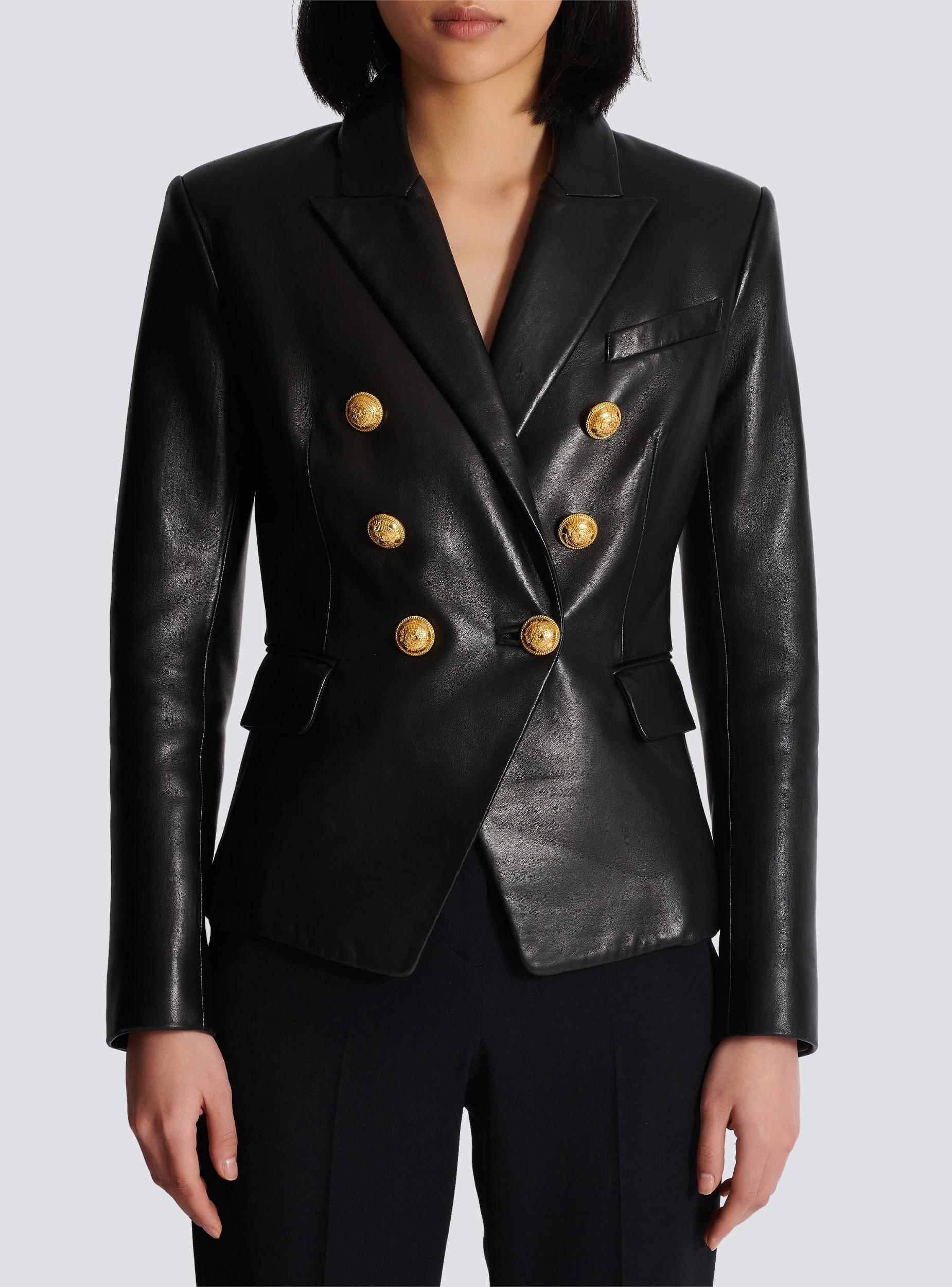 Classic 6-button leather jacket Product Image