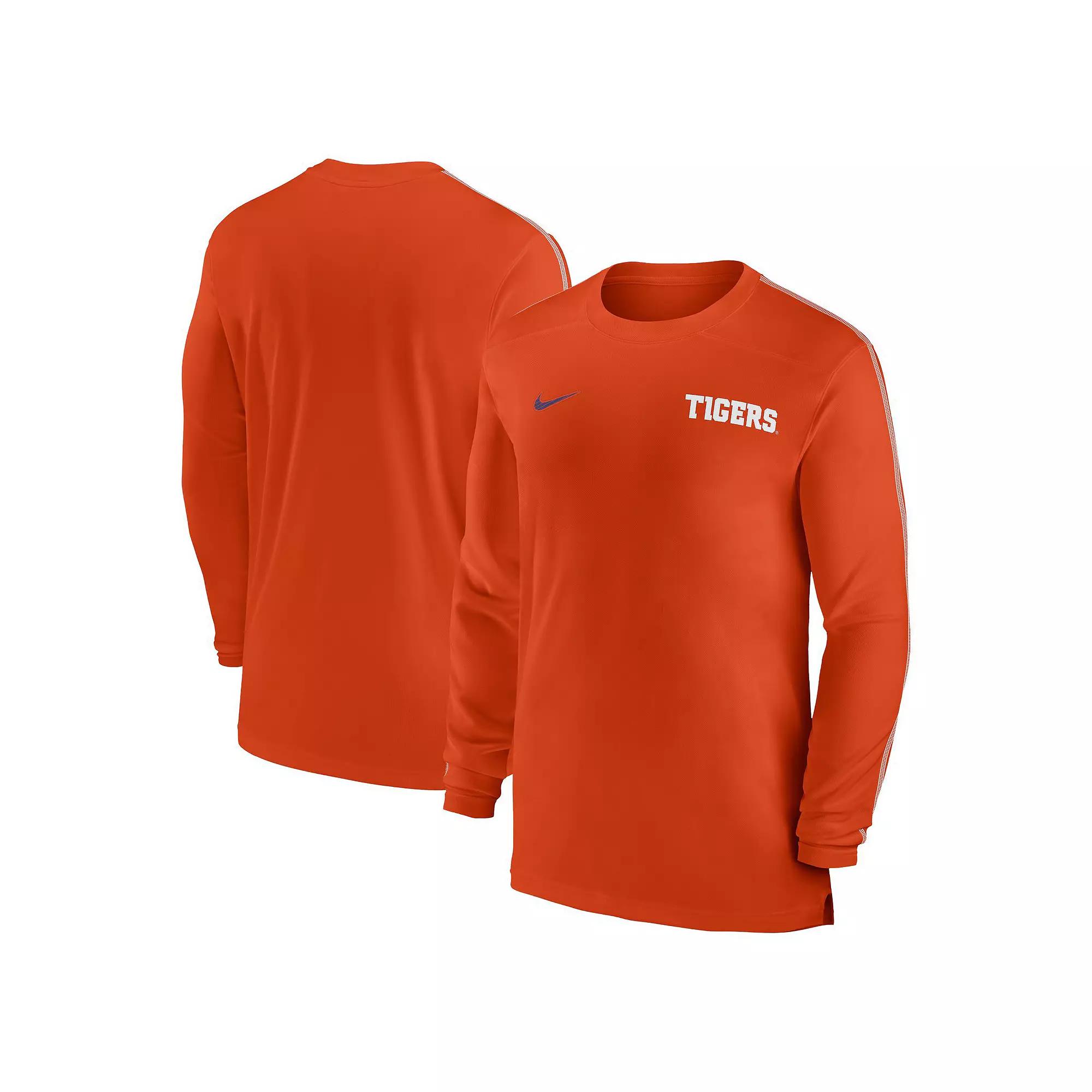 Men's Nike Orange Clemson Tigers 2024 Sideline Coach UV Performance Long Sleeve T-Shirt,  Product Image