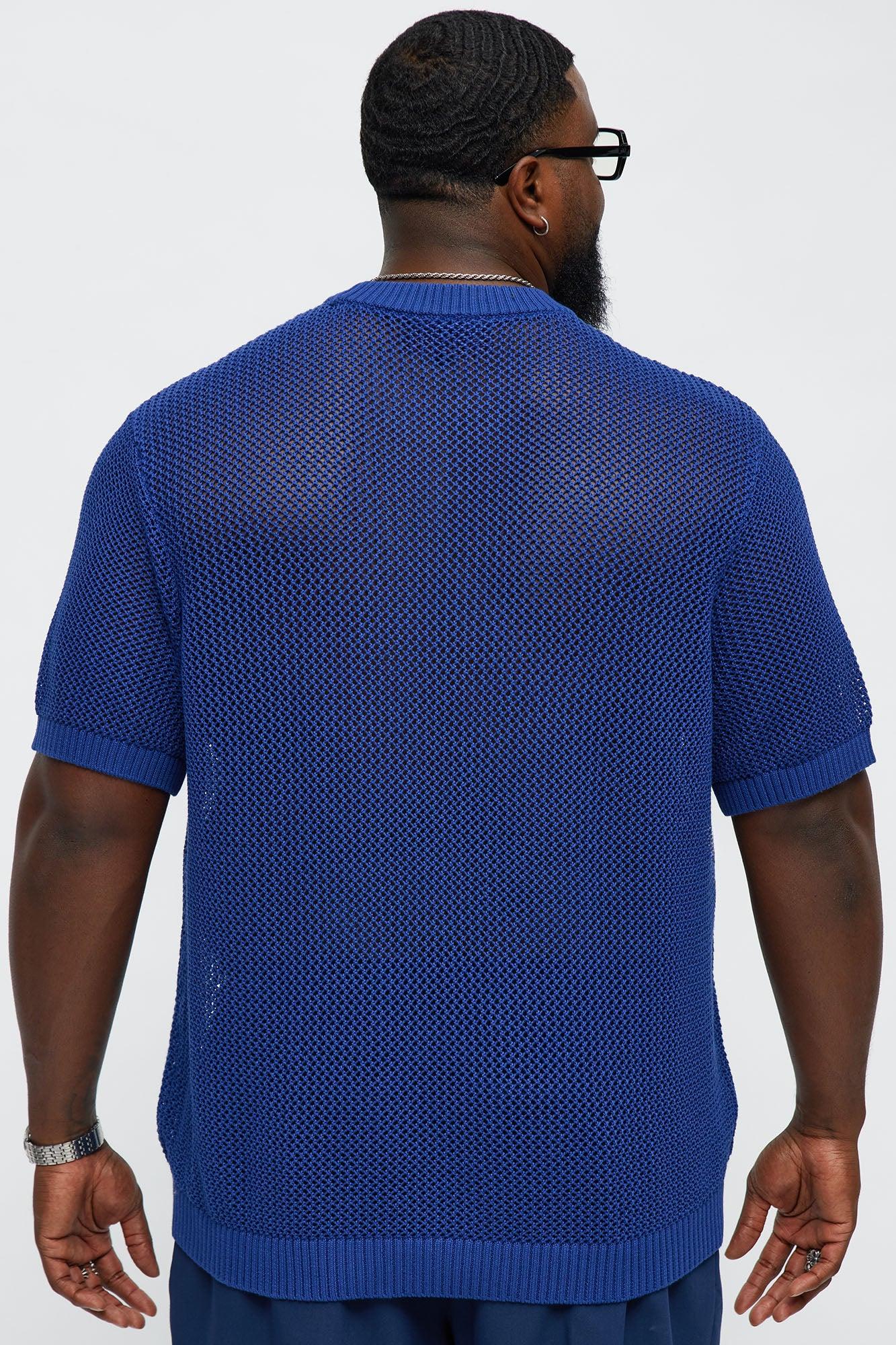 Unlimited PTO Open Knit Crewneck Tee - Blue Male Product Image