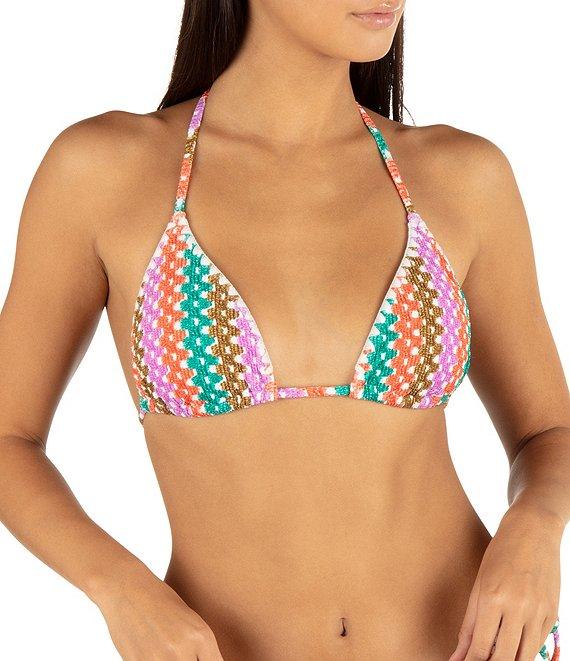 Hurley Stripe Crochet Scrunch Tie Side Hipster Swim Bottom Product Image