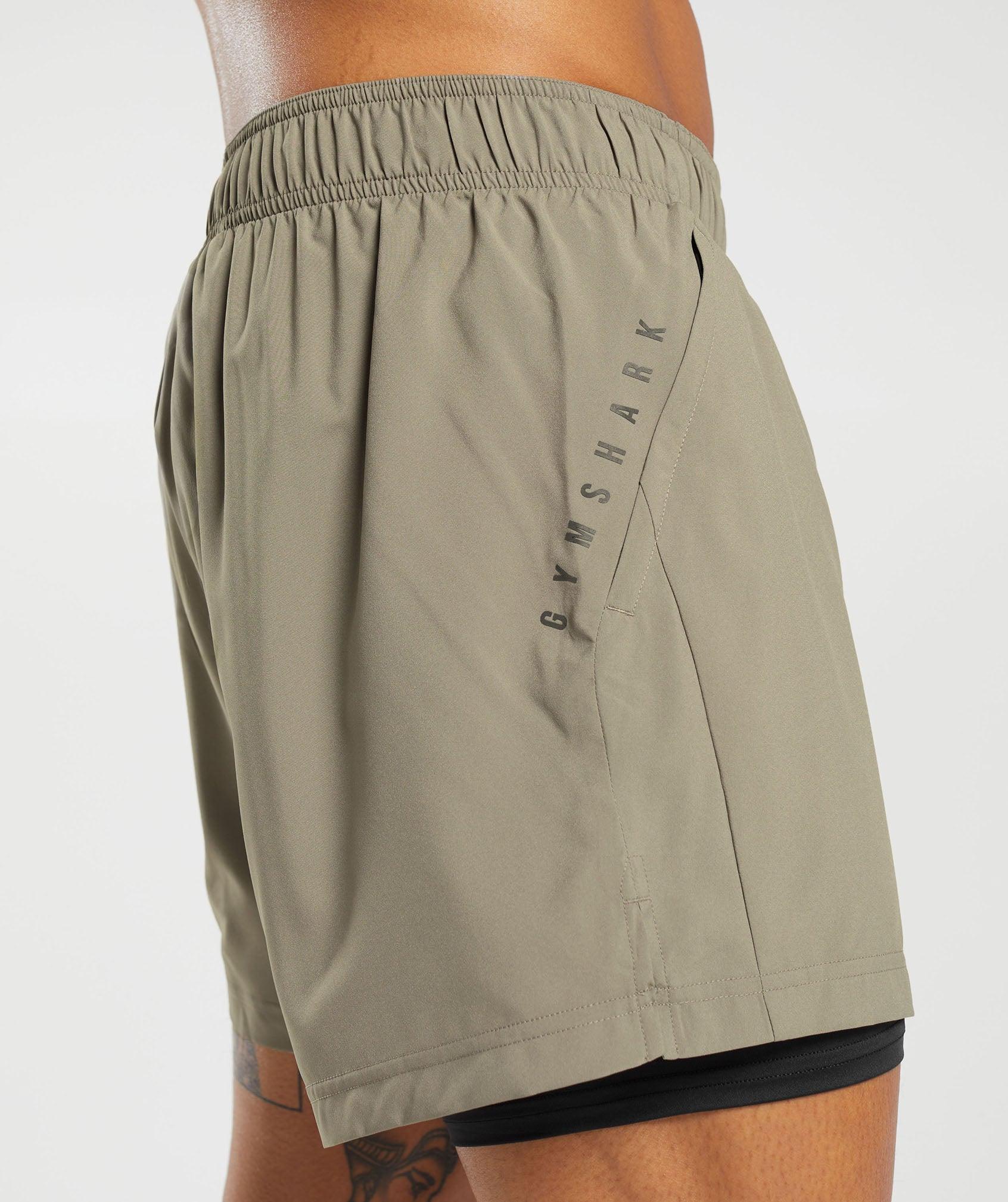 Gymshark Sport 5" 2 in 1 Shorts - Linen Brown/Black Male Product Image