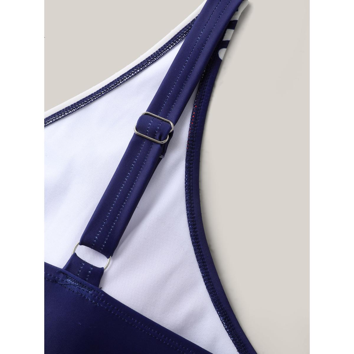 Plus Size Two-Piece Boho Print Sarong Swimsuit Women's Swimwear Indigo Resort Contrast Curve Bathing Suits High stretch One Pieces BloomChic 26/4X Product Image