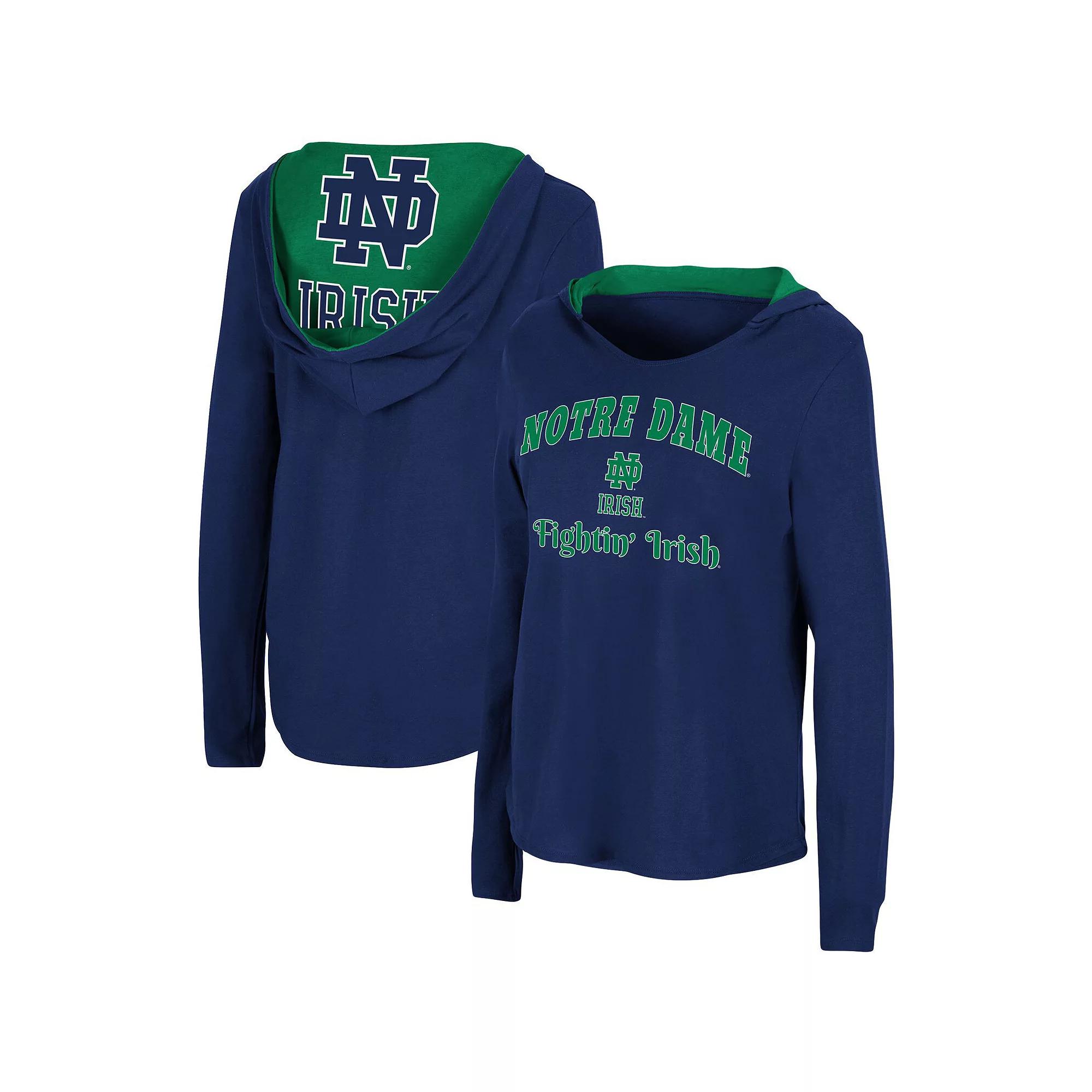 Women's Colosseum Navy Notre Dame Fighting Irish Catalina Hoodie Long Sleeve T-Shirt,  Product Image