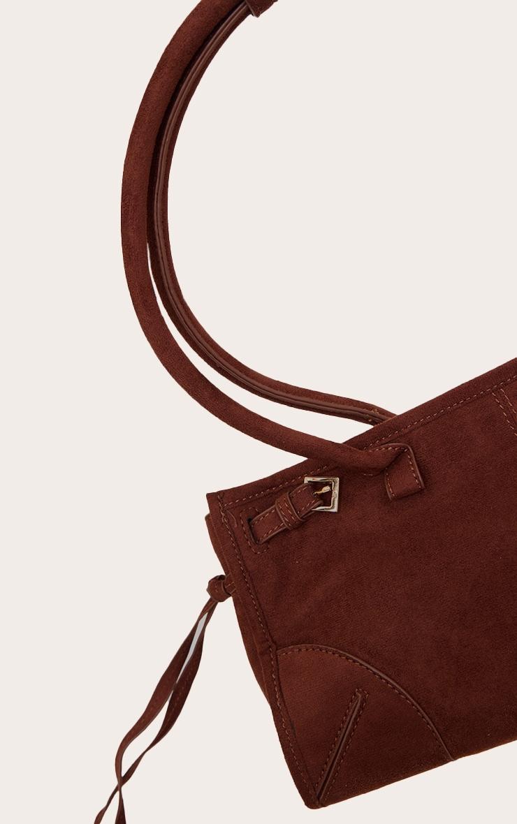 Chocolate Faux Suede Long Shoulder Bag Product Image