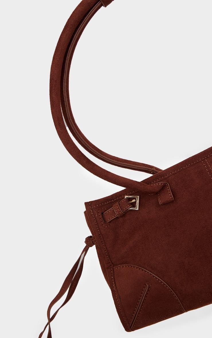 Chocolate Faux Suede Long Shoulder Bag Product Image