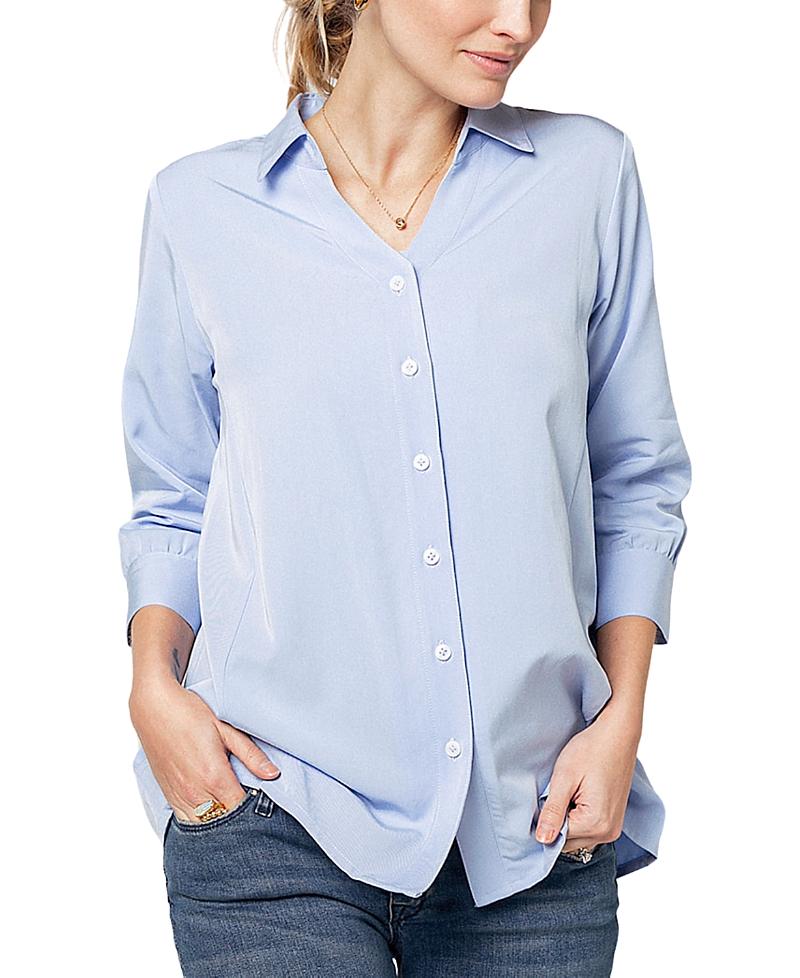 Marion Women's Petite No-Gap 3/4 Sleeve Maternity & Nursing Button Down Shirt Product Image