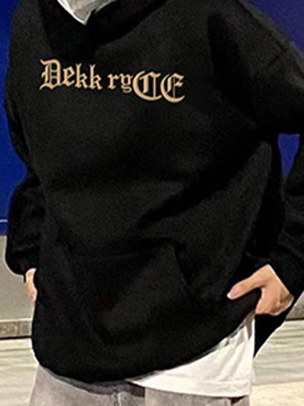 Men's Vintage Letter Print Oversized Hoodie Product Image