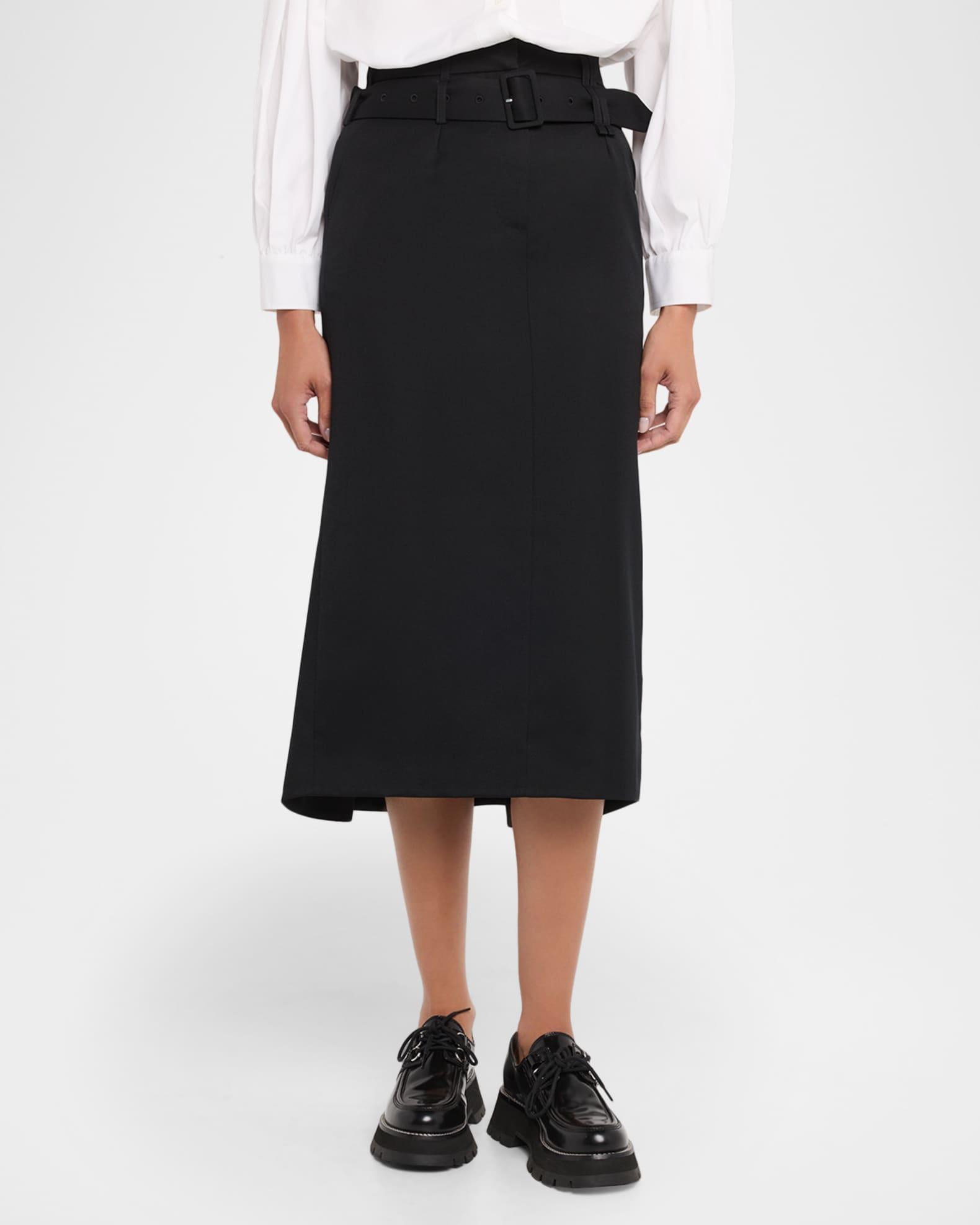 Belted Kickback Midi Skirt Product Image