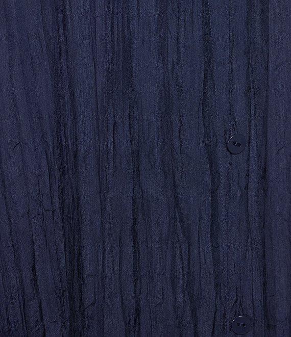 Eileen Fisher Crushed Silk Mandarin Collar Long Sleeve Top Product Image