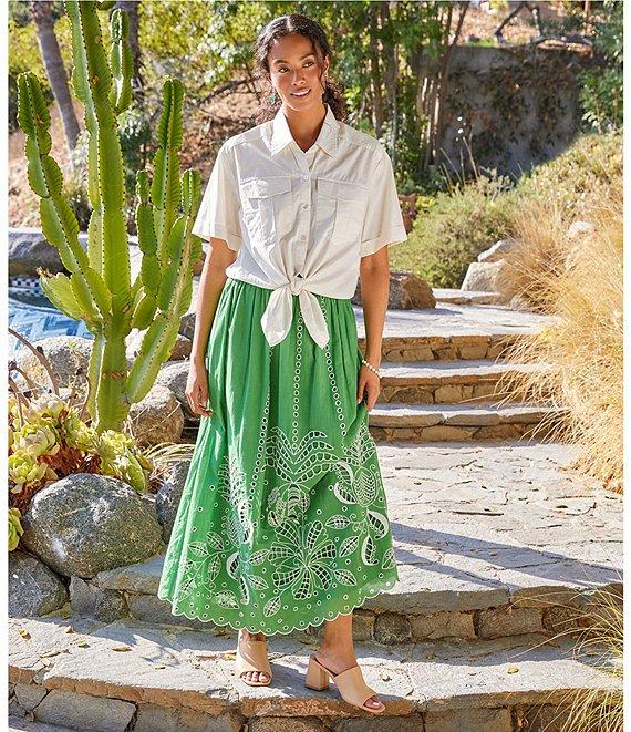 Karen Kane Embroidered Cut-Out A-Line Midi Skirt Product Image